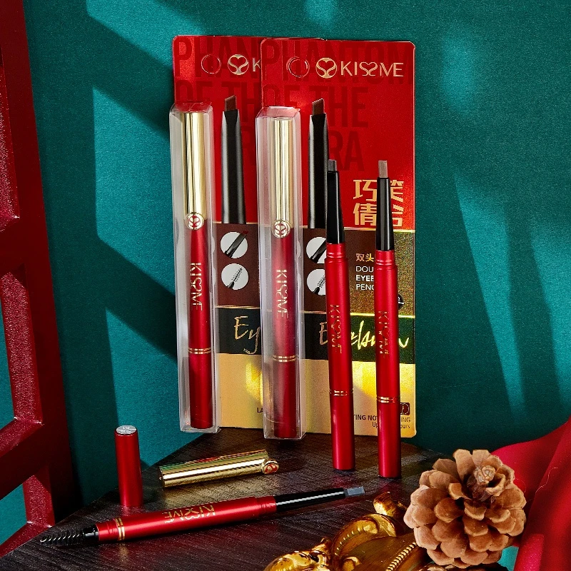 琪仕美巧笑倩兮双头眉笔学生哑光防汗丝绒雾面