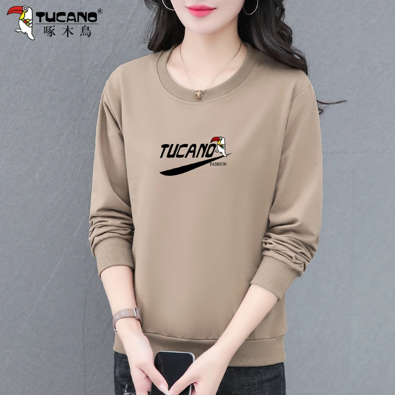 啄木鸟女士卫衣春秋2025新款春季爆款中年妈妈装女款圆领长袖上衣