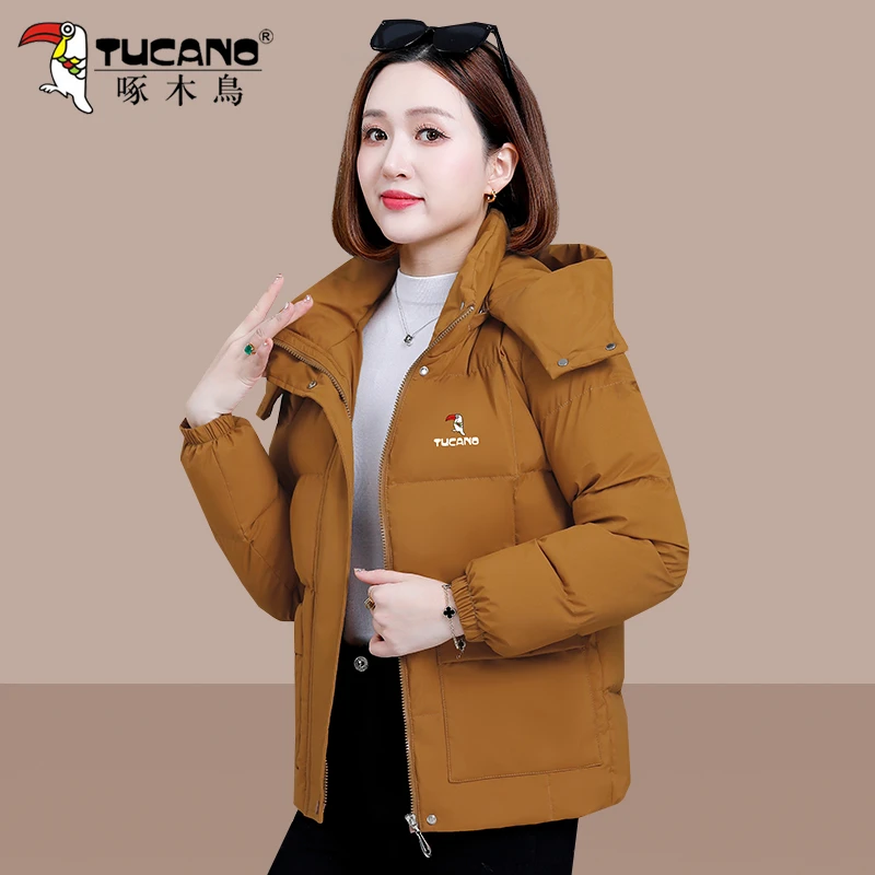 啄木鸟休闲时尚棉服女款冬季2025新款女士时尚减龄加厚保暖棉衣