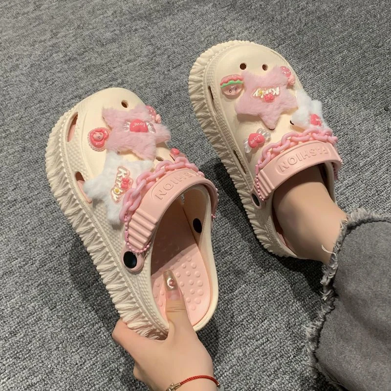 防滑学生2024新款洞洞拖鞋女外穿室内居家厚底拖鞋网红夏季洞洞鞋