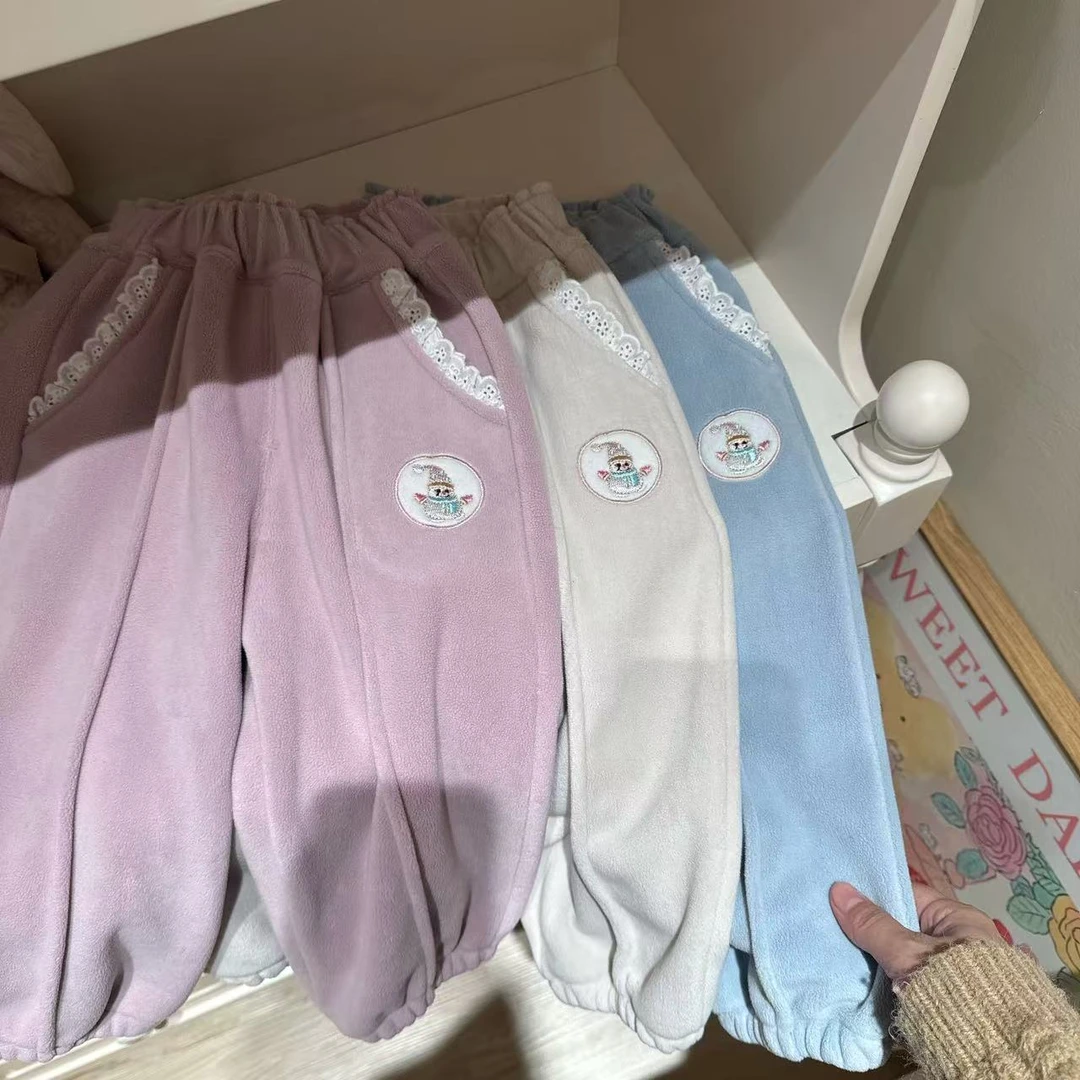 女童软糯小雪人双面暖暖裤