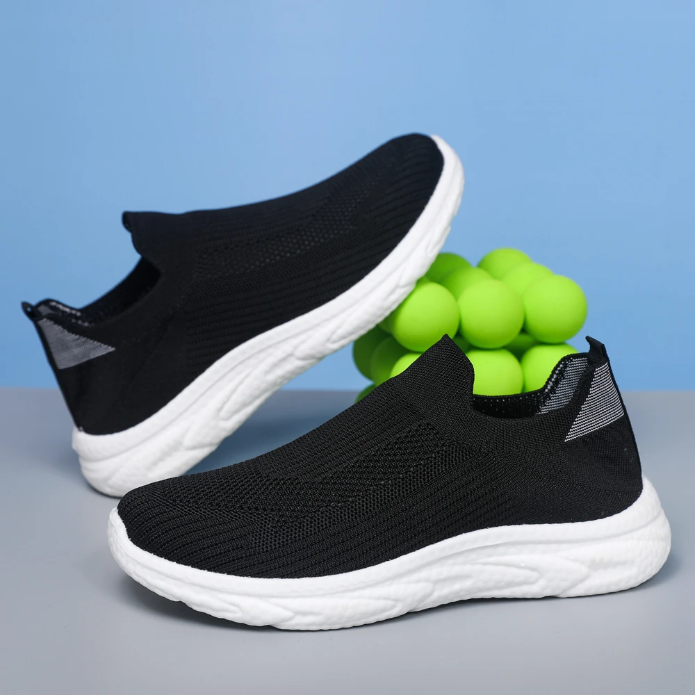 网面夏季休闲男士健步鞋百搭透气软上班夏季中年健步鞋一脚蹬套脚