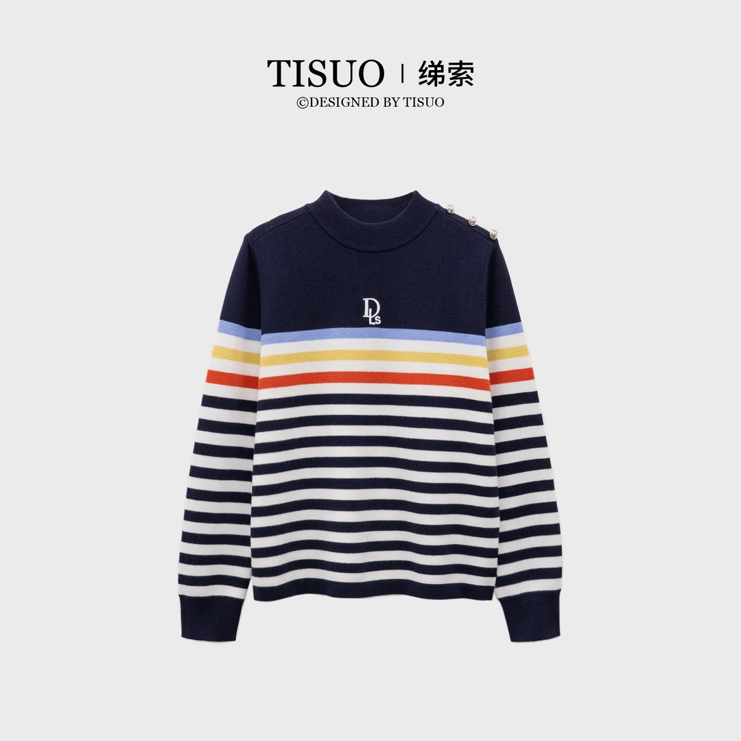 TISUO/绨索“小帆船”撞色绣花 针织上衣TS810619