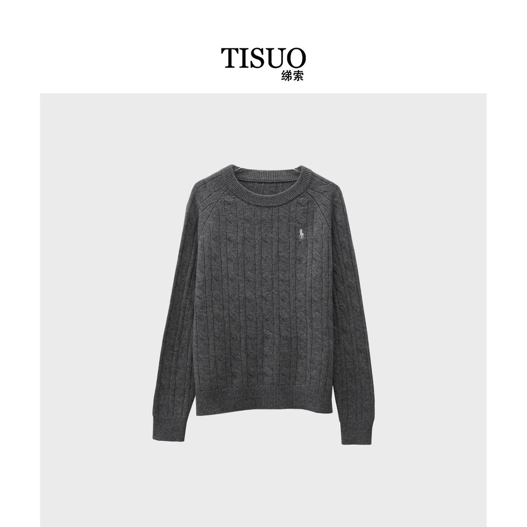 TISUO/绨索圆领麻花小马 刺绣上衣TS898821