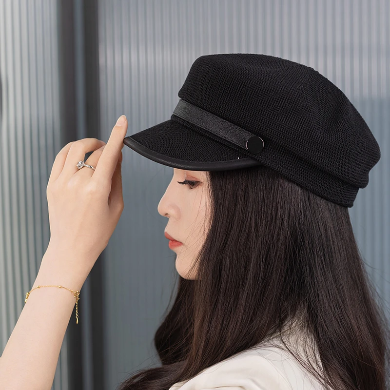 2886鸭舌帽女夏季薄款平顶帽韩版百搭潮透气贝雷帽
