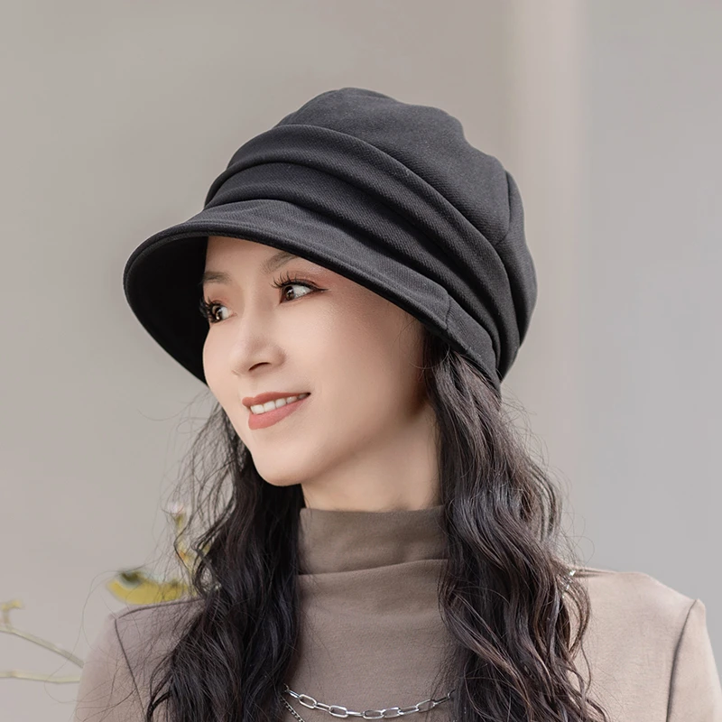 2941新款帽子女秋冬款盆帽八角鸭舌帽时尚百搭褶皱云朵帽渔夫帽