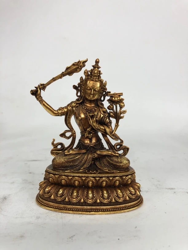 紫铜鎏金文殊菩萨佛像