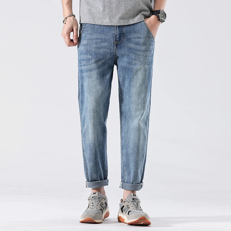 夏季薄款牛仔裤男百搭弹力冰丝男装长裤子青年简约时尚潮流男款裤