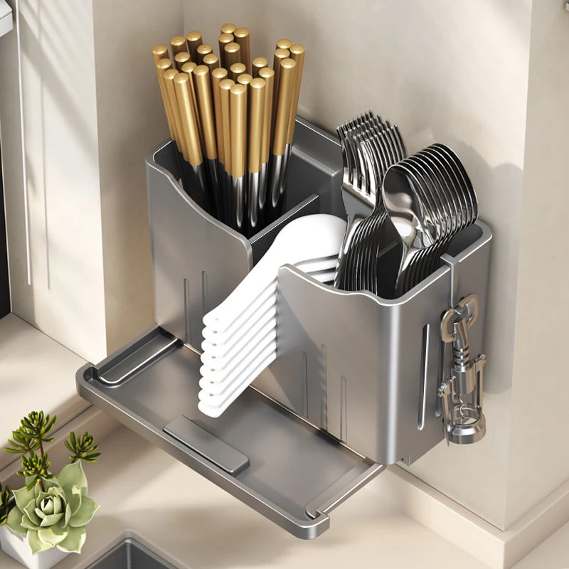 筷子筒家用多功能筷笼壁挂沥水筷子置物架塑料厨房筷篓餐具收纳盒