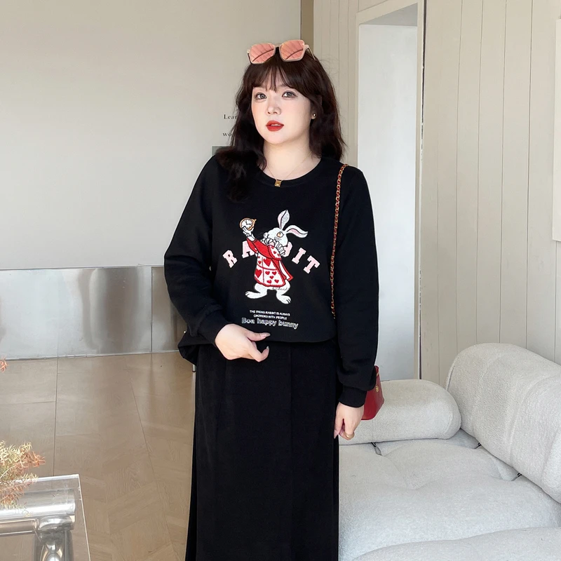 采多宝大码女装加绒绣花保暖卫衣CDZ1158