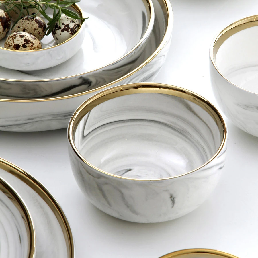 大理石纹创意一人食餐具上班族泡面碗吃饭碗家用陶瓷碗面碗汤碗