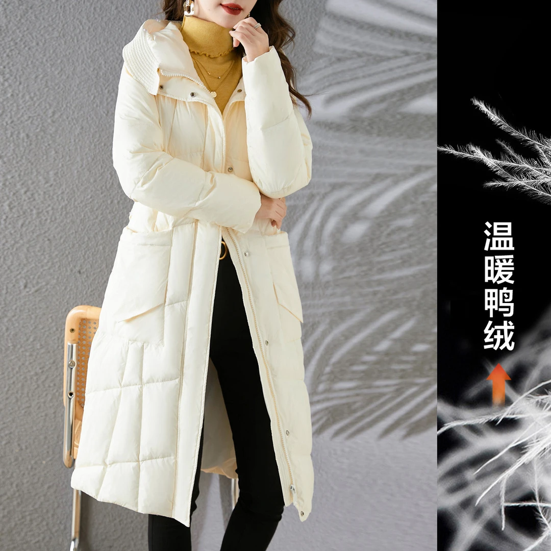 【粉丝专享】21133白鸭绒基础中长款连帽羽绒服