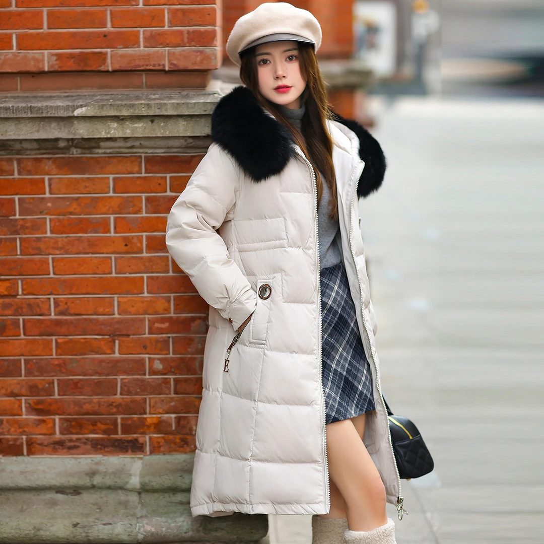 【粉丝专享】6076白鸭绒羽绒服女可拆卸貉子毛领韩版百搭羽绒外套