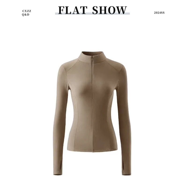 春款德绒立领高弹显瘦运动长袖女士半拉链暖身打底衫FS3636