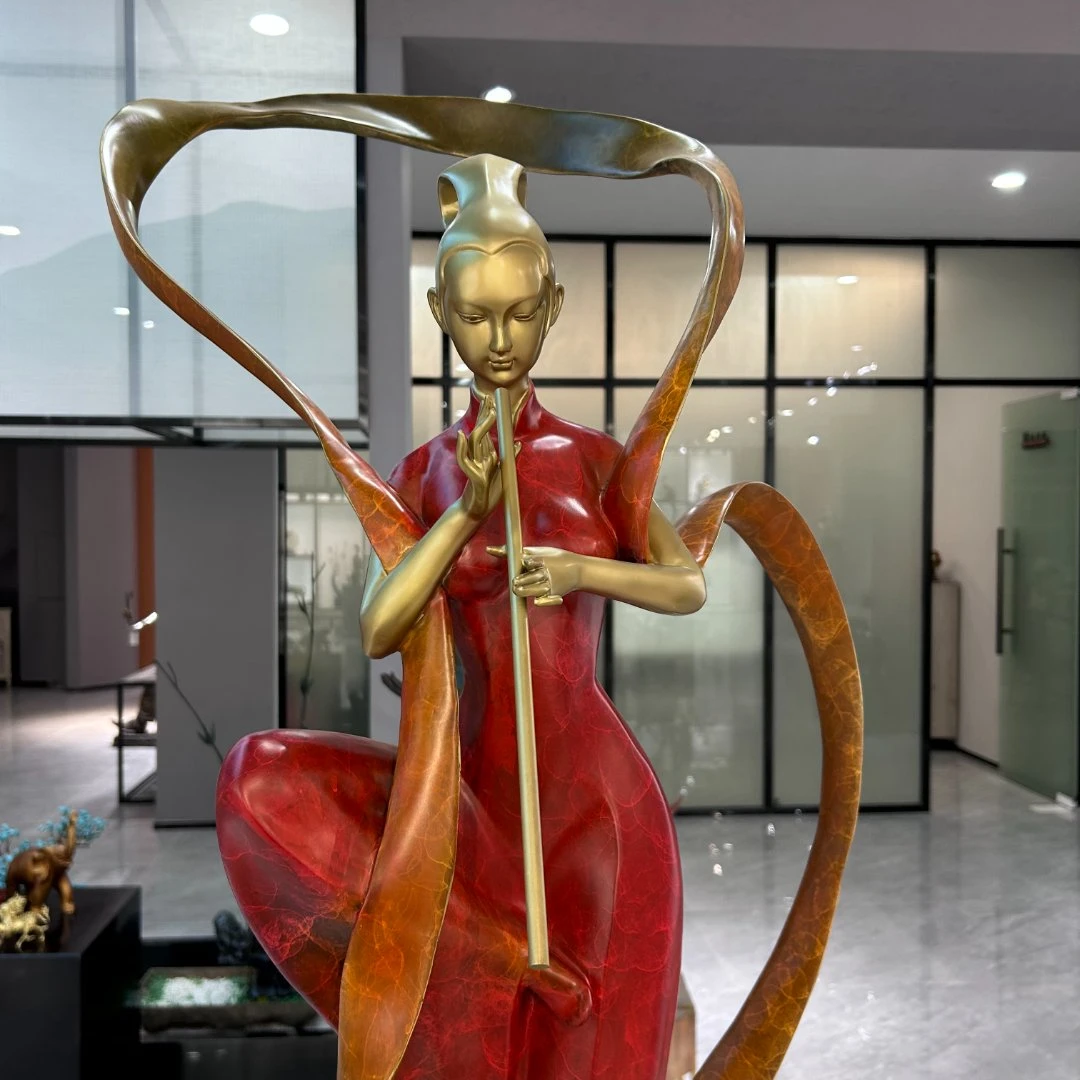 铜金岁月《吹拉弹唱》精品黄铜摆件飞天系列公司酒店别墅家居装饰品