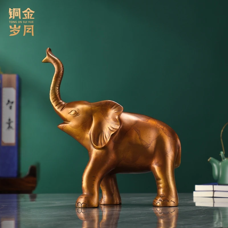 铜金岁月《吉象金象》精品黄铜摆件金色象精品摆件吉祥大象摆件