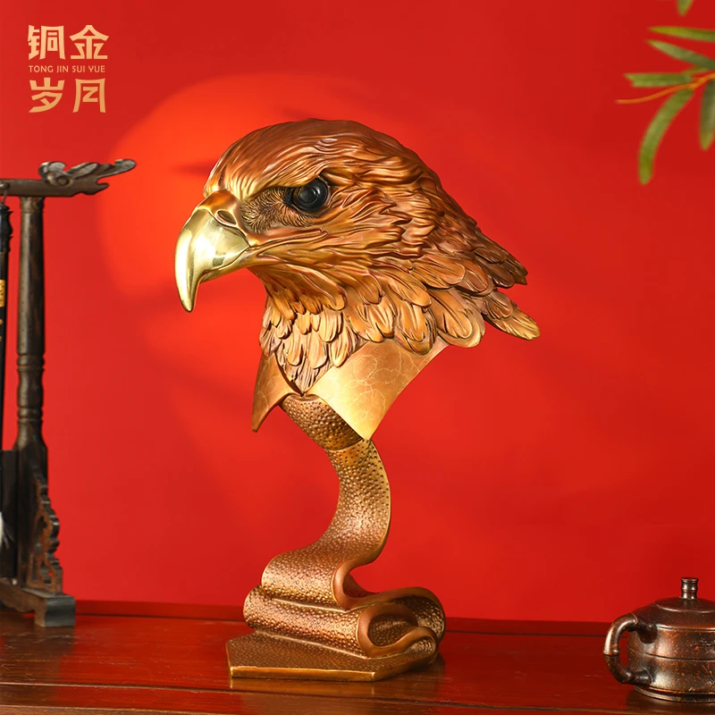 铜金岁月《中号-精英》高40CM精品黄铜摆件鹰头办公室书桌老鹰摆件