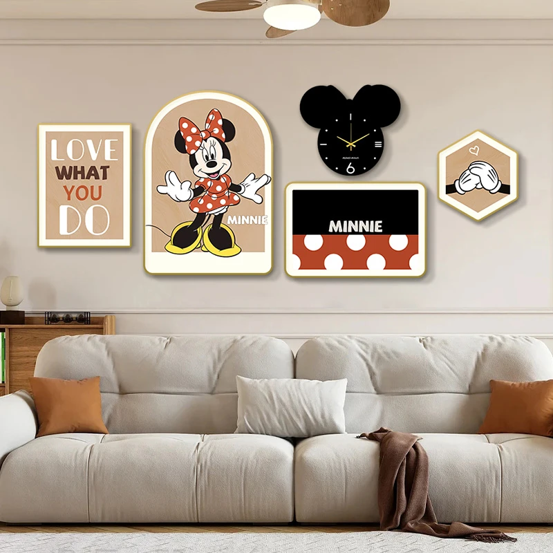 油风米奇客厅装饰画沙发背景墙五联简约组合挂画米奇五联5070