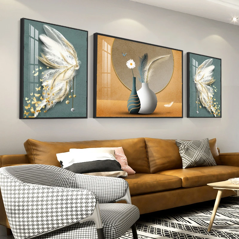 货天使之翼.手工实物装饰画走廊沙发盘子羽毛客厅实物画80200