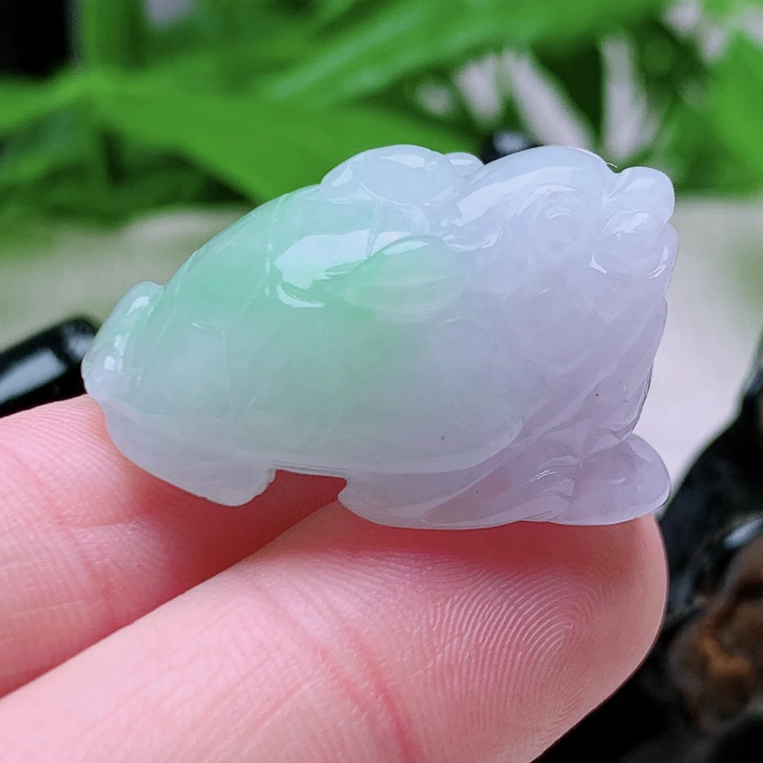 缅甸天然翡翠A货飘绿瑞兽龙龟玉石吊坠礼物珠宝首饰俏色精雕挂件
