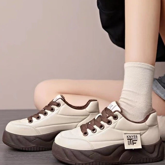 秋冬季回力休闲鞋厚底大头面包鞋女2023秋冬季新款加绒板鞋丑萌大