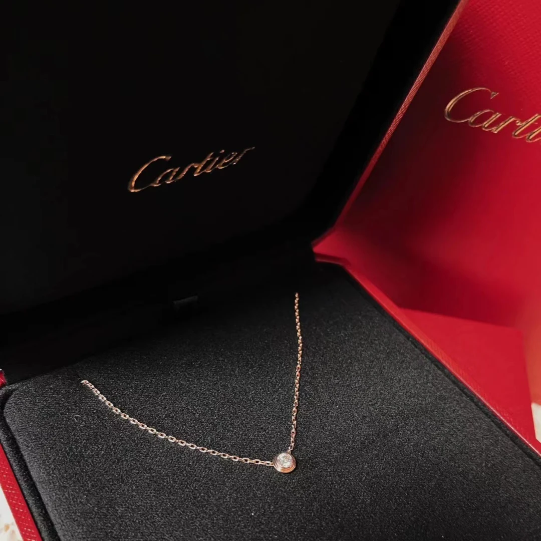 未使用 Cartier/卡地亚 澳海贝/飞碟9分玫瑰金项链