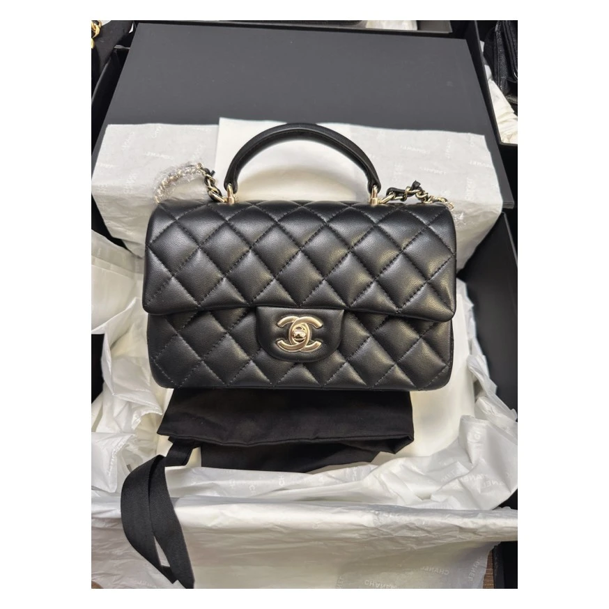 未使用 Chanel/香奈儿  澳海贝/素手柄大mini翻盖包25年