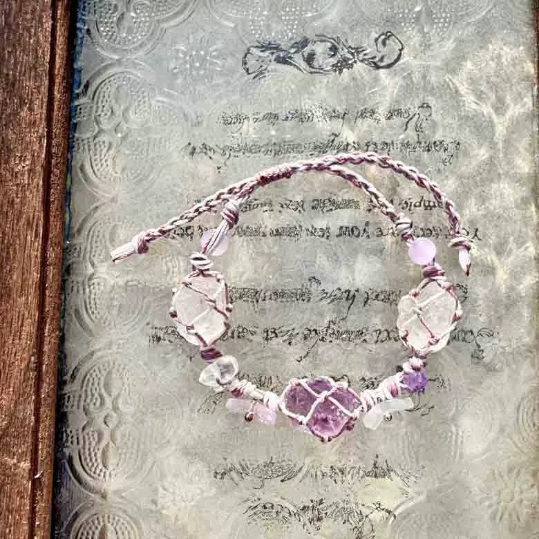 铜合金手链 灵魂对撞  水晶紫色手绳手链手环macrame正品店铺