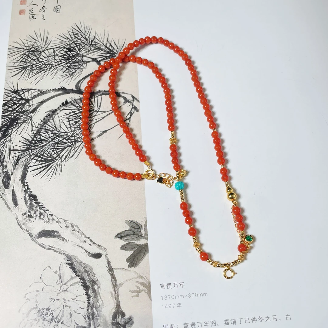 【云上雅岚】喜福来 | C7646-南红DIY项链-4mm