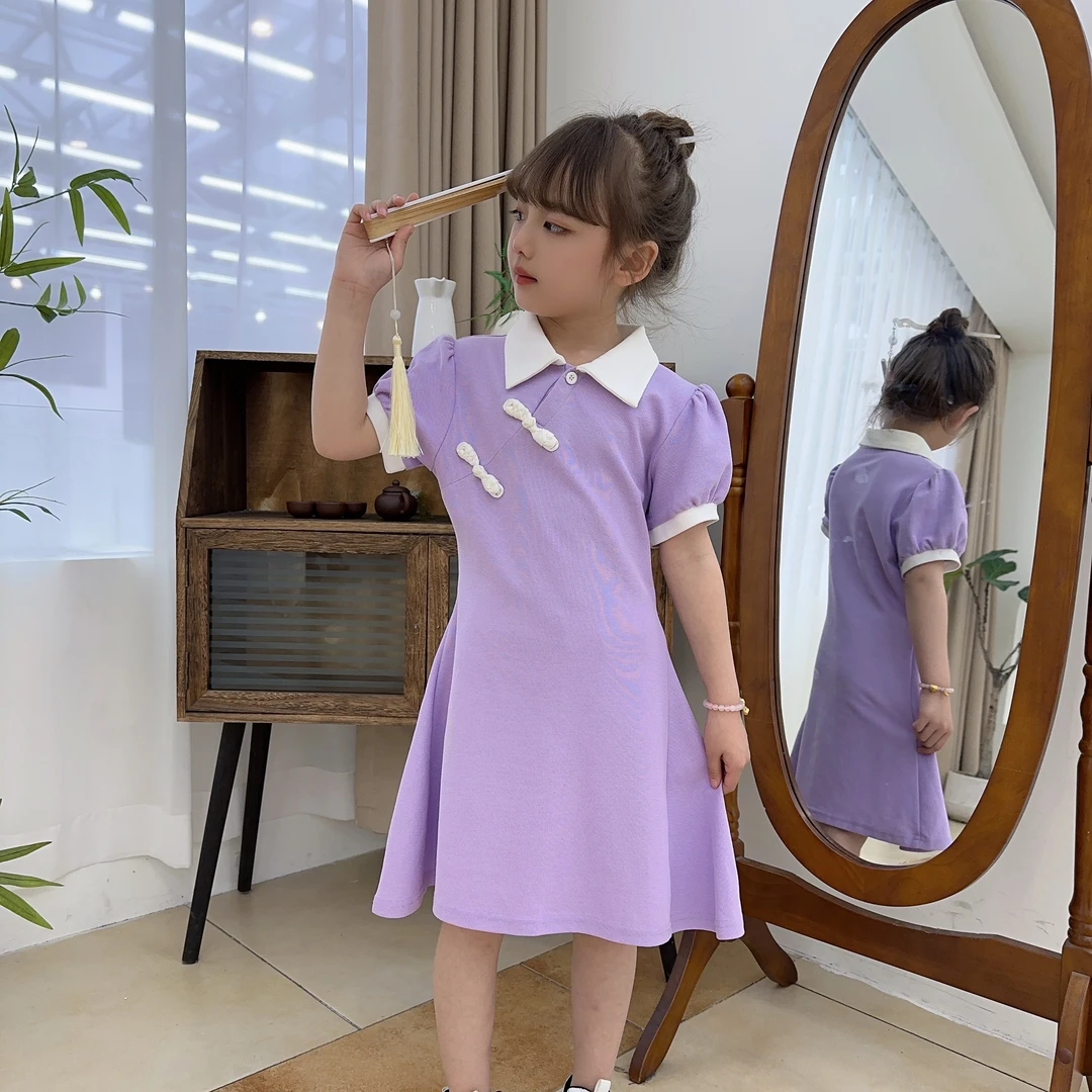 (现货 母女装)大童夏季短袖T恤POLO衫连衣裙女童S548