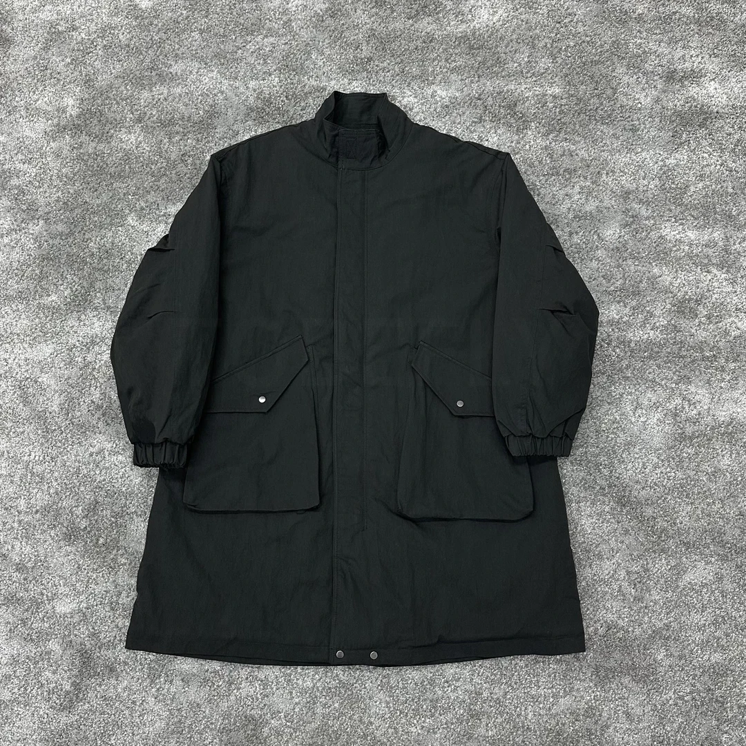 冬季大口袋立领中长款风衣男时尚百搭保暖工装棉服外套潮