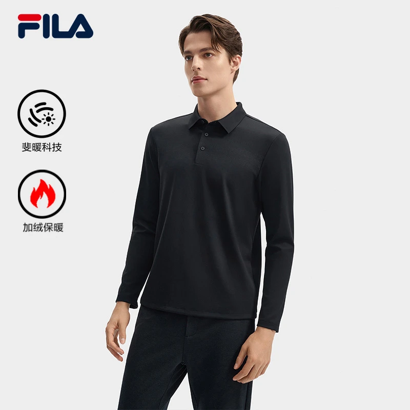 Fila/斐乐男士【斐暖科技抓毛POLO衫】秋冬保暖内搭长袖F11M442206F