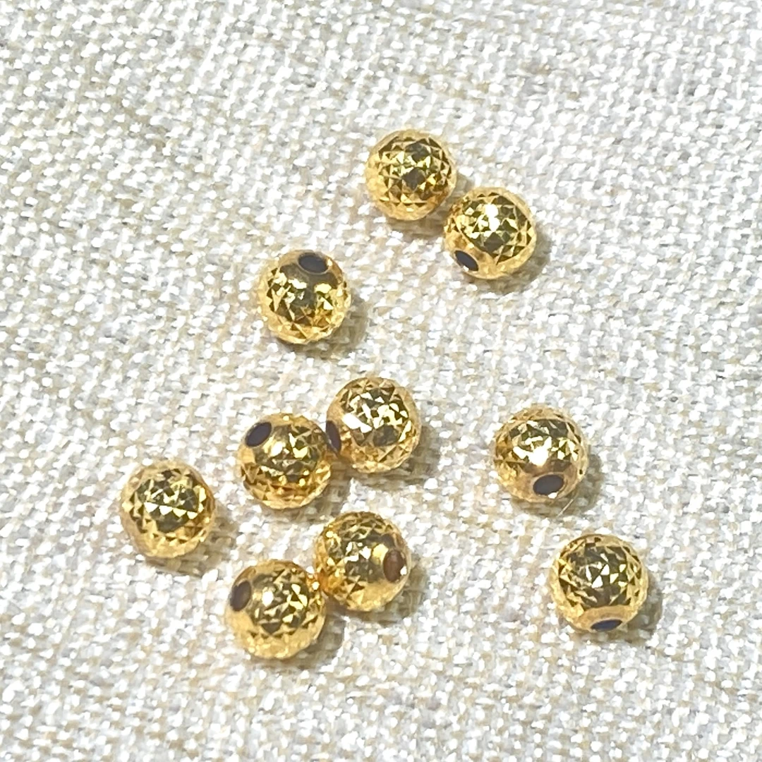 【四宝臻品】18K金真金素款菠萝隔珠配饰10个 （多样性发货）