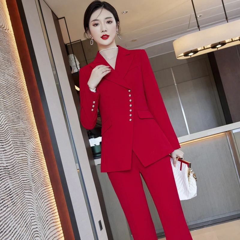 网红爆款西装套装女秋冬洋气时髦主持人正装高档职业装西服两件套