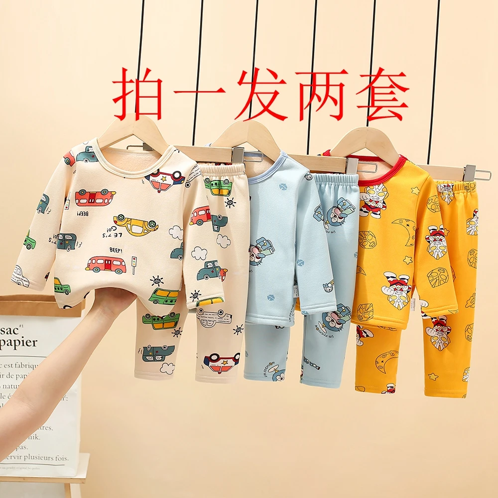 工厂现货两套优惠儿童保暖内衣套装宝宝加绒两件套女童男婴幼A类