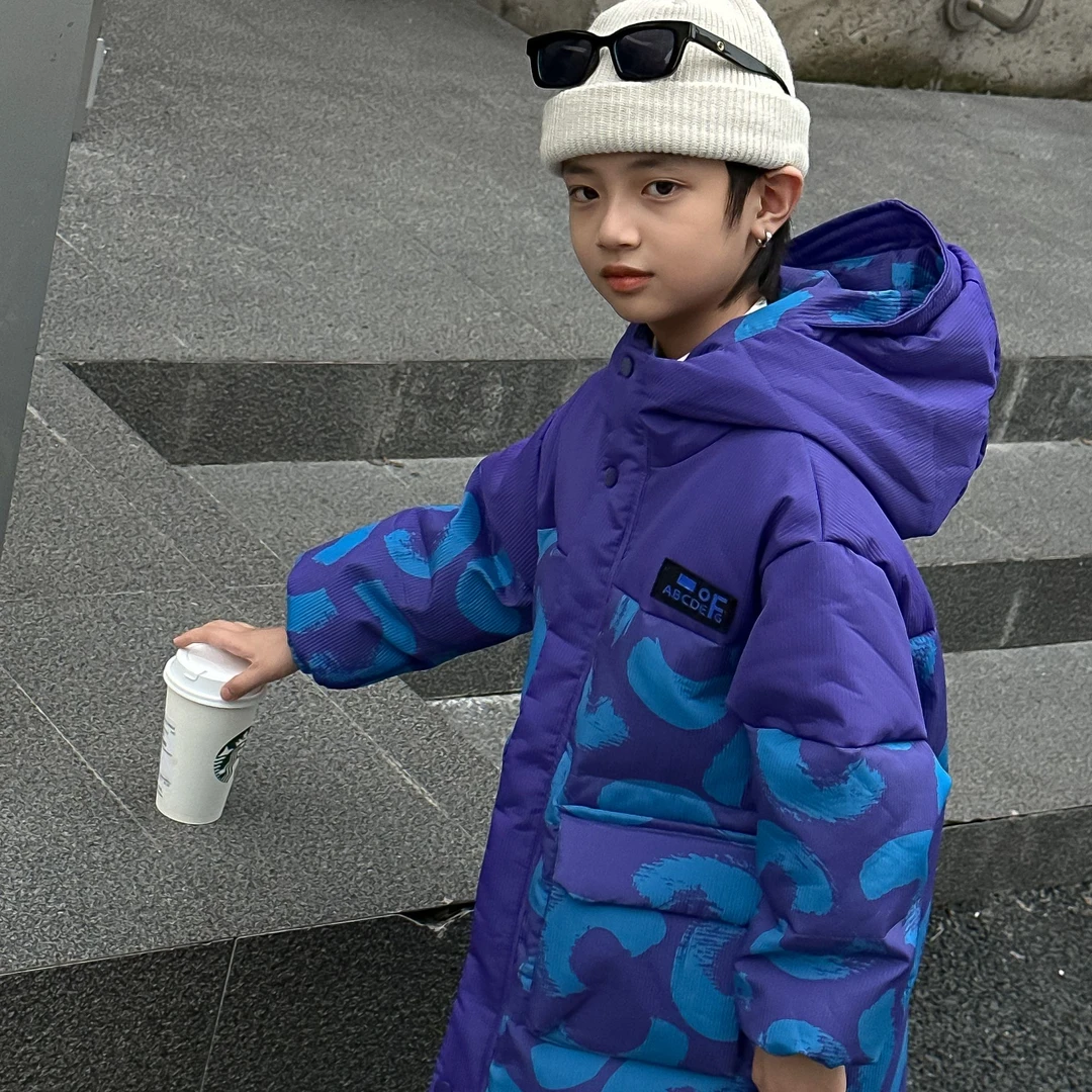 【401-460】儿童秋冬季时尚保暖外套常规印花加厚中长款外套