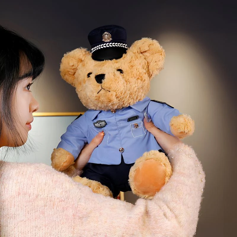 可爱创意警察小熊精致公仔毛绒玩具交警玩偶车载娃娃消防员二次元