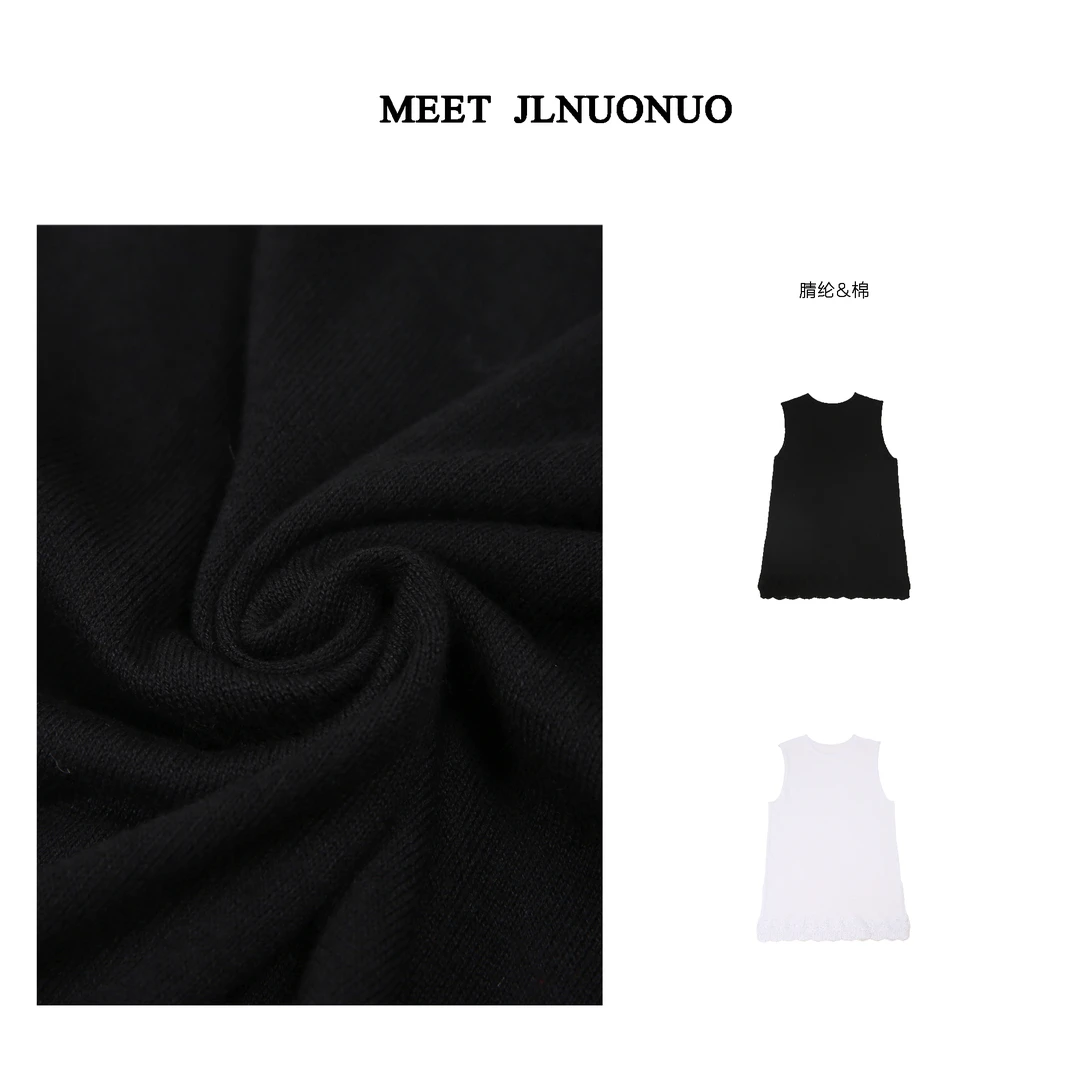 JLNUONUO    温柔绽放钩花纯色屁帘精致针织背心上衣