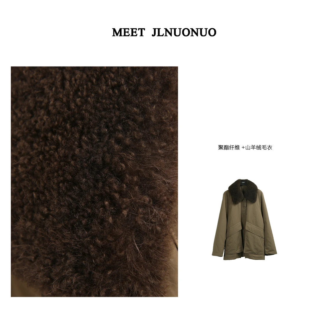 JLNUONUO    巴恩来袭暖冬三防男友风显瘦百搭羊绒毛领外套