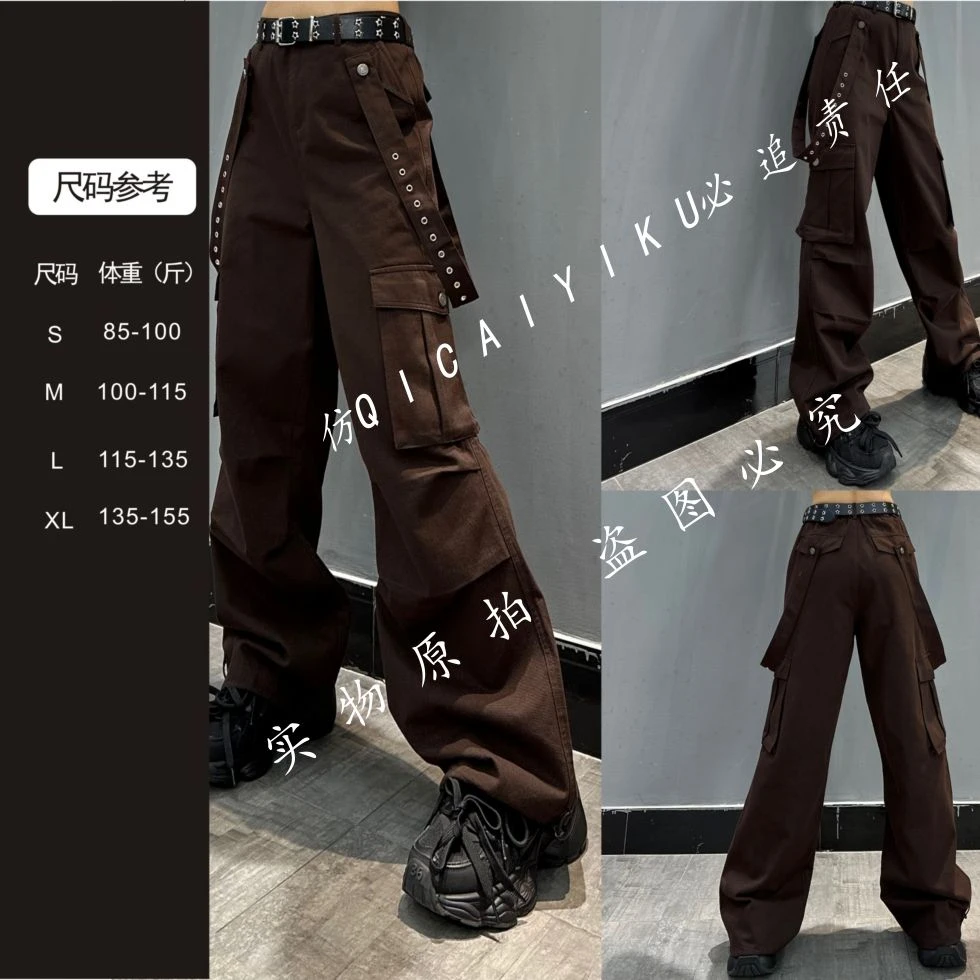 E-195-裤子2023新款加厚百搭宽松韩版大口袋运动休闲工装裤XL521