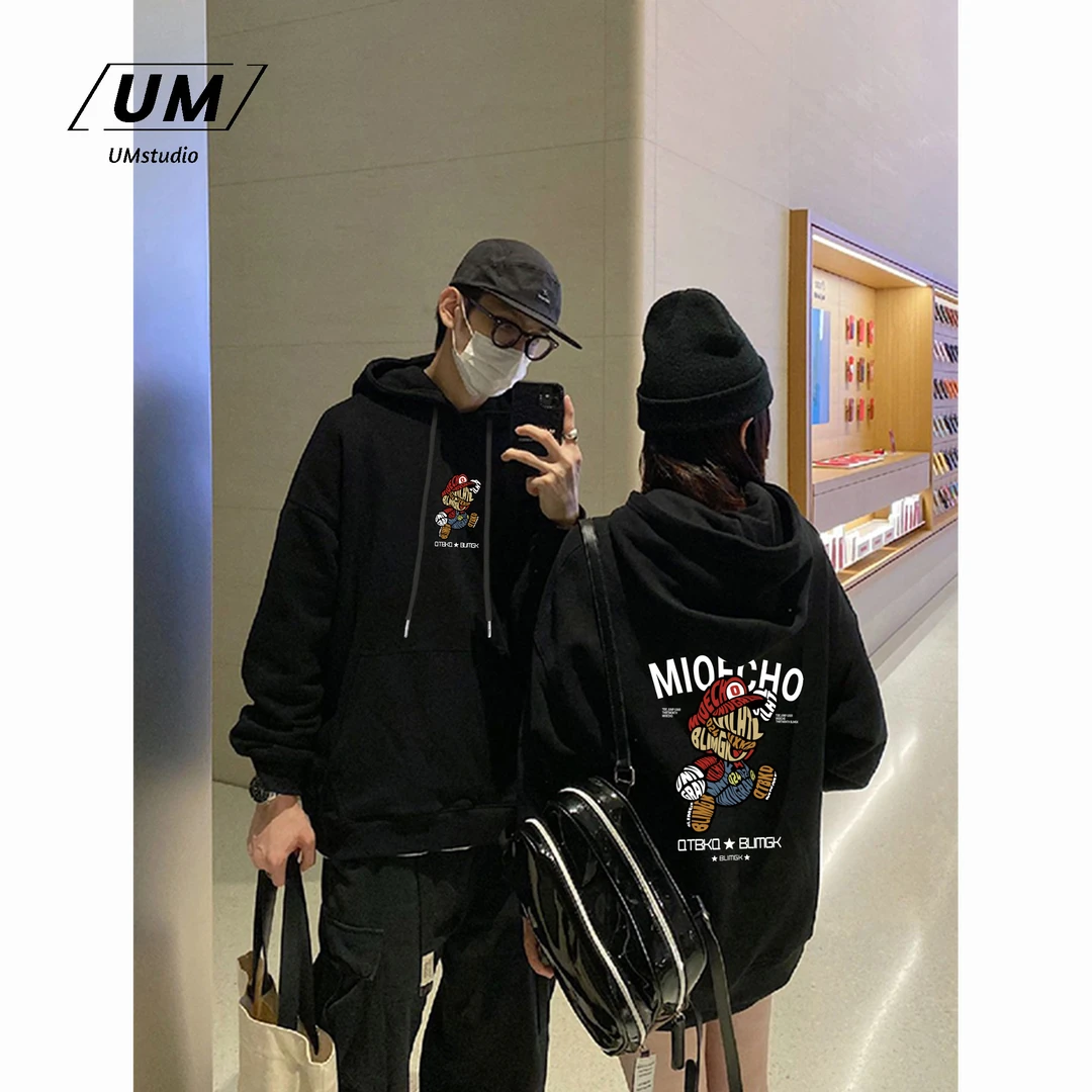 「UM男装定制卫衣」秋冬季马里奥印花连帽卫衣情侣装百搭宽松#T3298