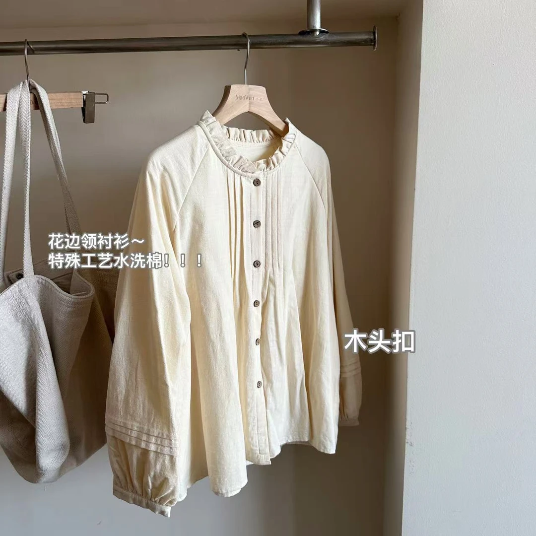 小文姐 W0871-冬季加绒衬衫长袖保暖减龄衬衣百搭打底洋气上衣