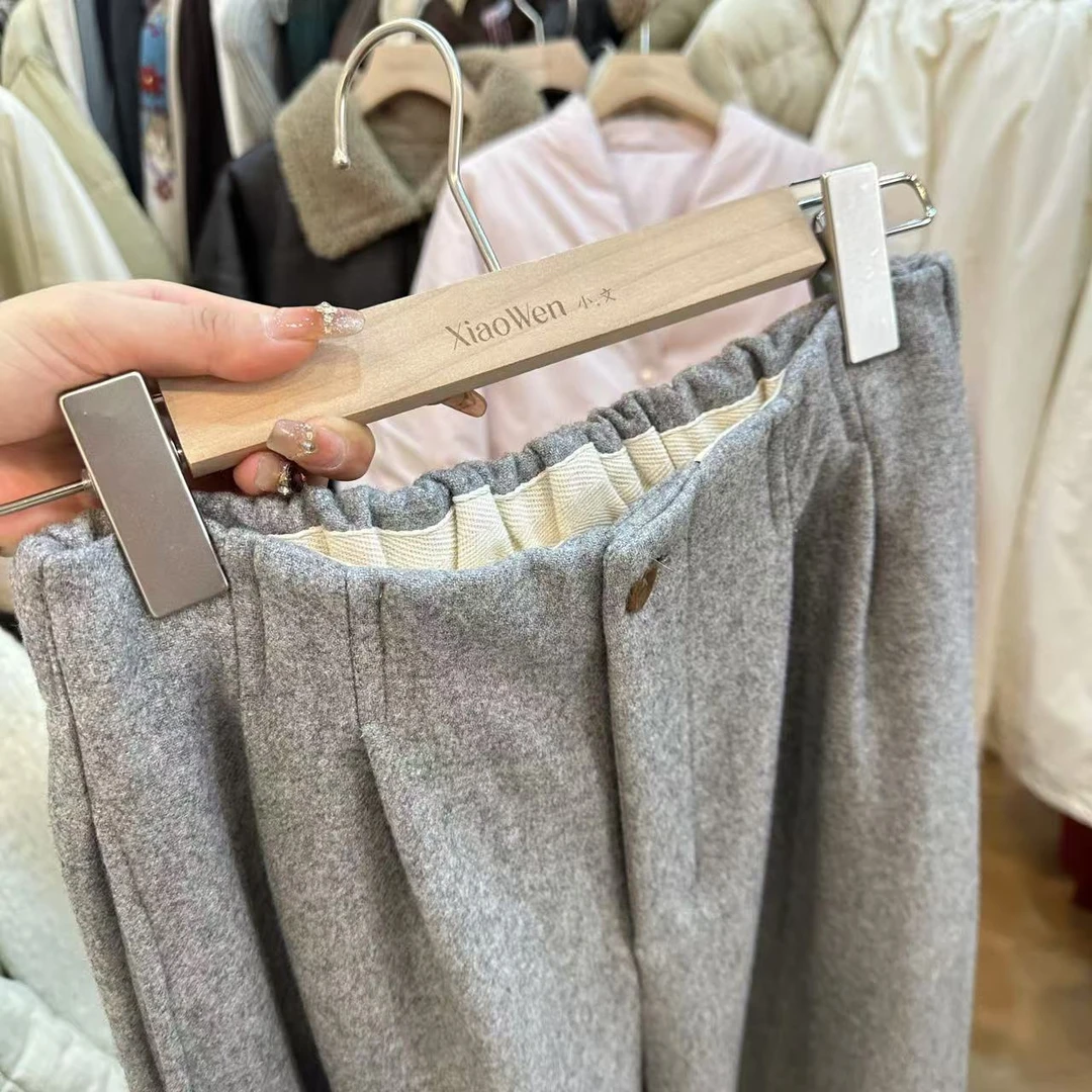 小文姐 W0927-韩系高腰显瘦直筒休闲裤加绒宽松百搭垂感阔腿长裤