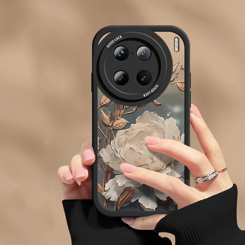 适用VIVOX90手机壳女新款高级感望舒金莲Pro+软壳x80中国风x70镜