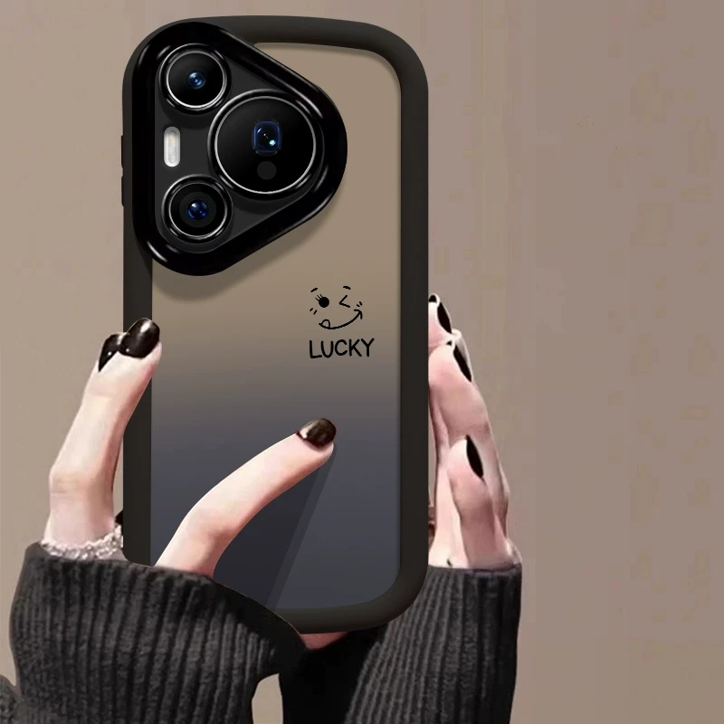 渐变色笑脸适用华为pura70手机壳mate60pro男女p70Ultra高级泡芙