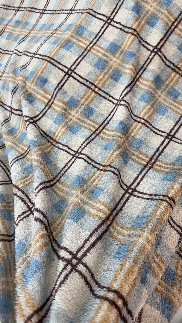 200cm*180cm 棕色格子条纹床单  加绒加厚牛奶绒床单多功能盖毯