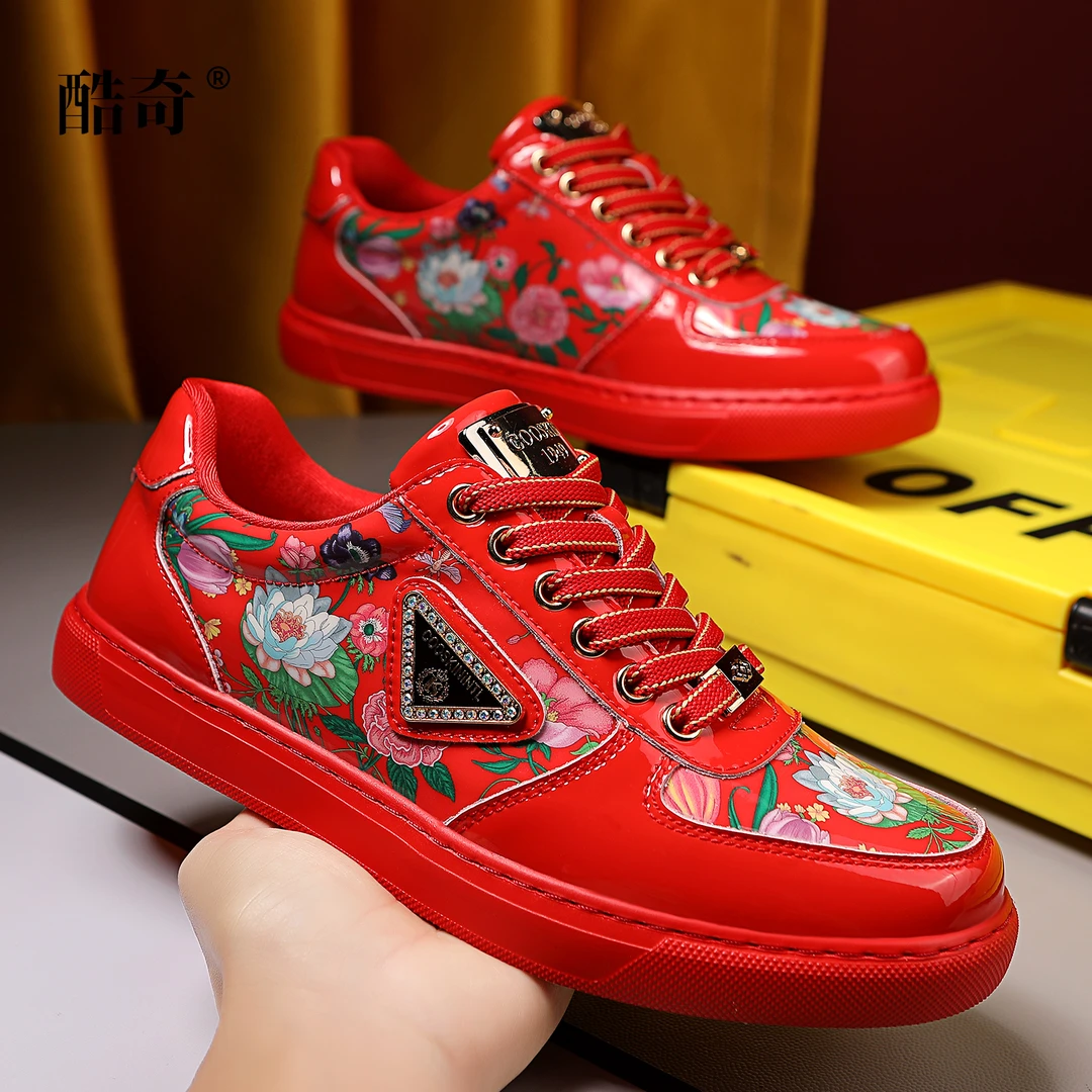 【中国红中国风】酷奇国潮联名款新款休闲时尚百搭轻奢男鞋