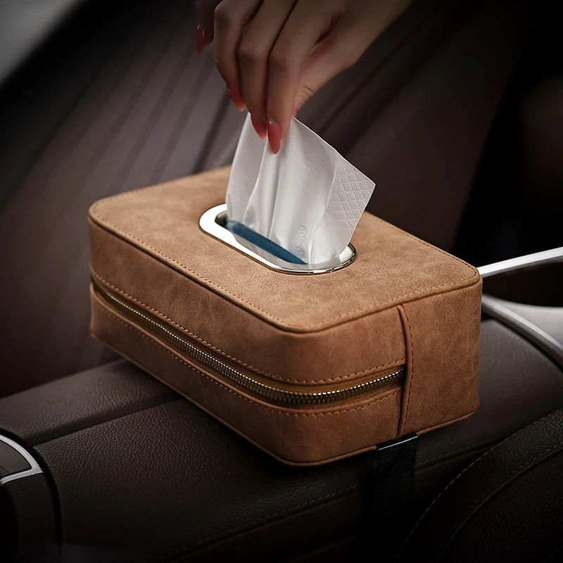 羊巴皮汽车纸巾盒男座椅背扶手箱抽纸盒车用内饰用品车载纸巾袋