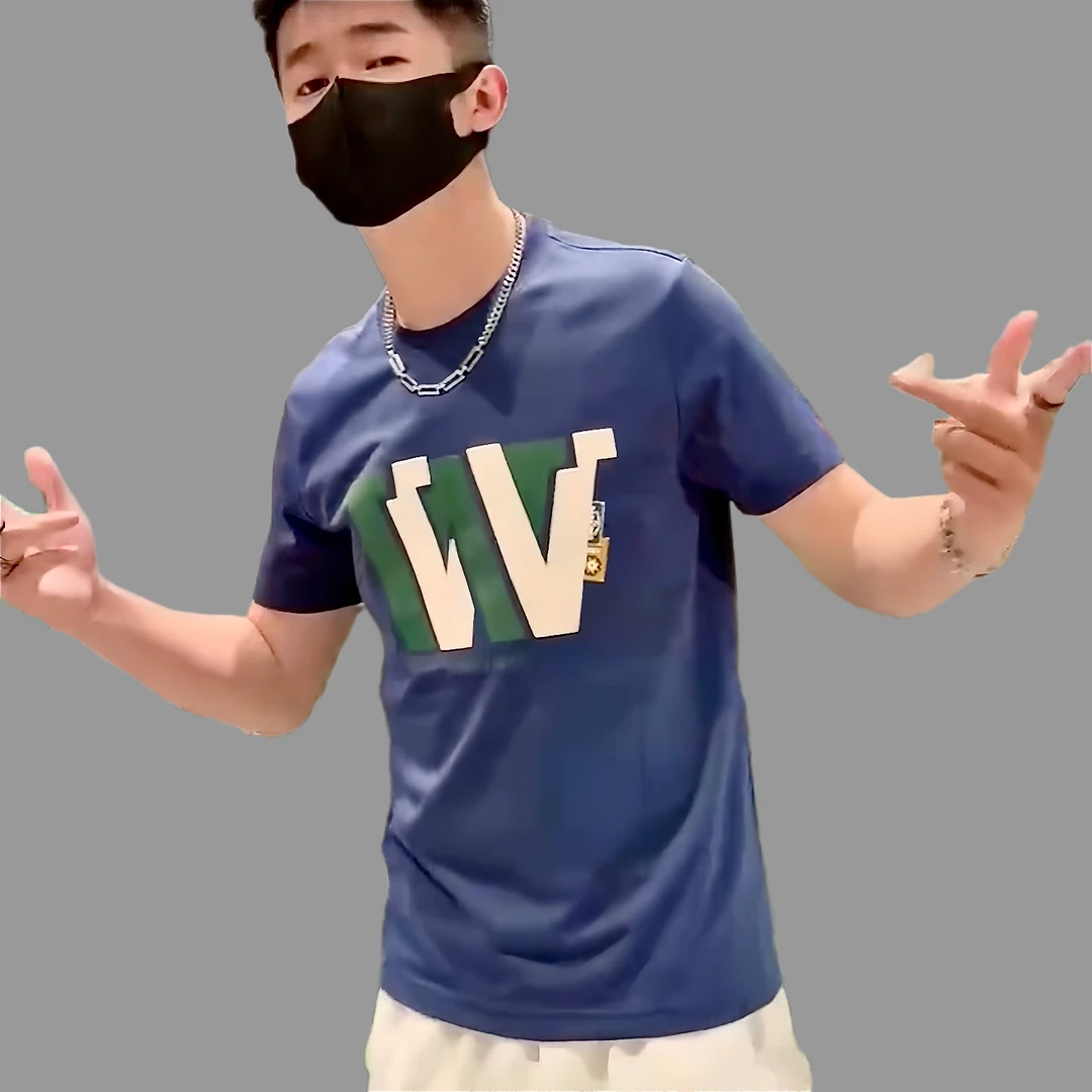 【修身版】简约百搭圆领男士短袖T恤上衣潮牌夏季贴布绣印花55301