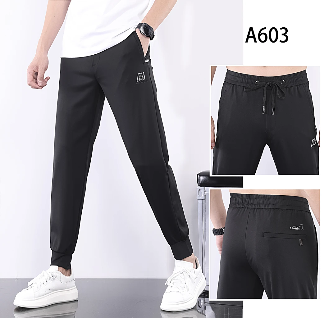 603 百搭夏季新款冰爽轻薄透气运动修腿束口休闲裤简约男时尚长裤